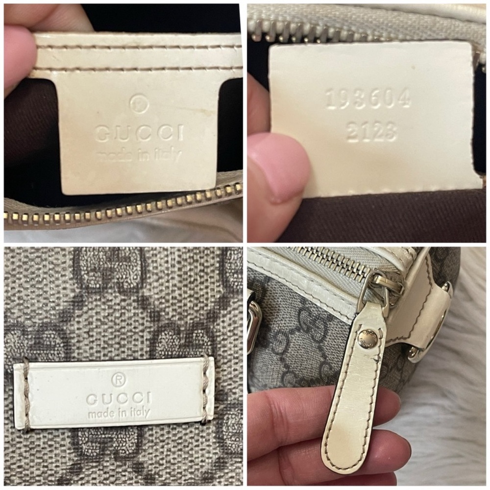 Gucci Beige Monogram Satchel with Cream Trim - Picture 7 of 12